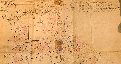 Matrikelkort fra 1897 med tilføjelser (rødt) i 1922